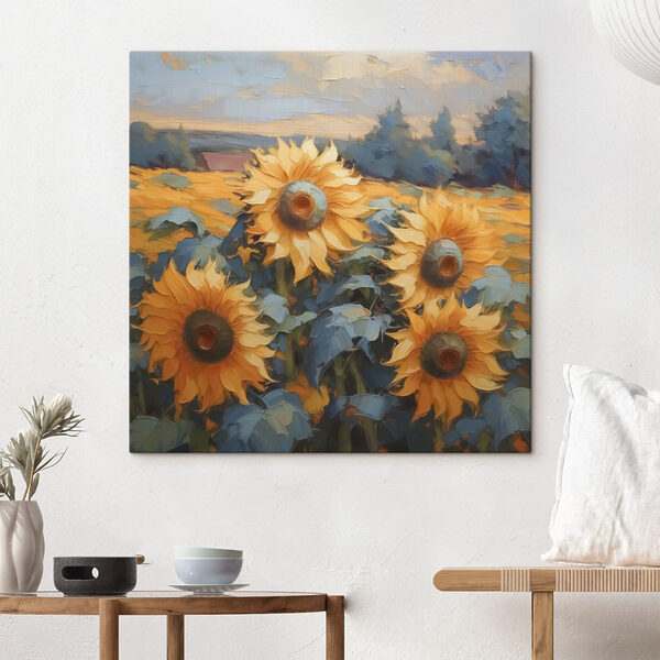 Wandbilder Gemälde von Sonnenblumen auf einem Feld (Artikelnummer: s43359) Wandbilder Wandbilder Gemälde von Sonnenblumen auf einem Feld (Artikelnummer: s43359)