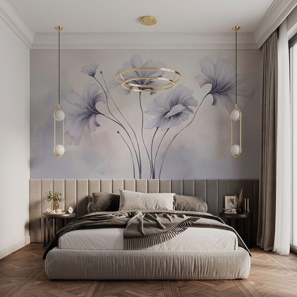 Gemälde von Blumen auf weißem Hintergrund Gemälde von Blumen auf weißem Hintergrund