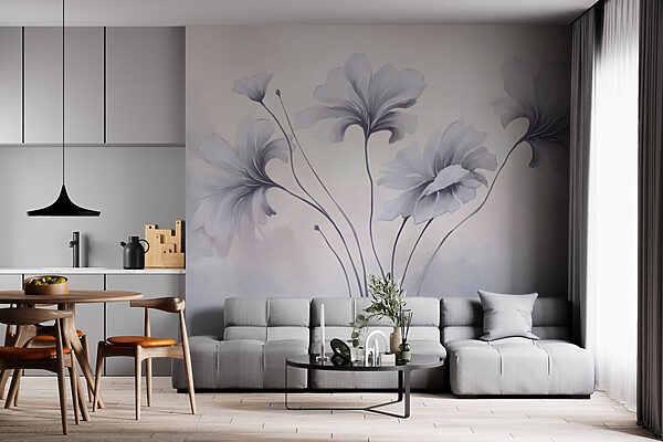 Gemälde von Blumen auf weißem Hintergrund Gemälde von Blumen auf weißem Hintergrund
