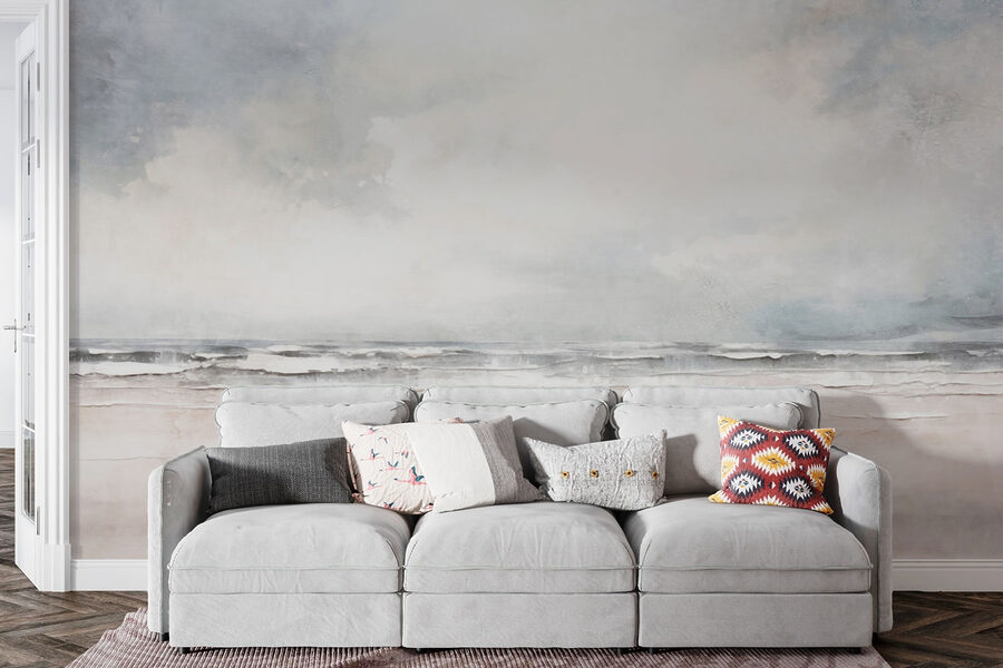 Fototapeten Strand mit Wellen und Wolken – Bild 2