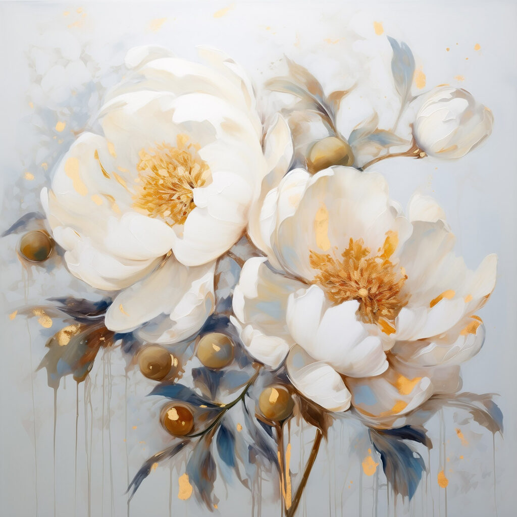 Painting of white flowers Painting of white flowers