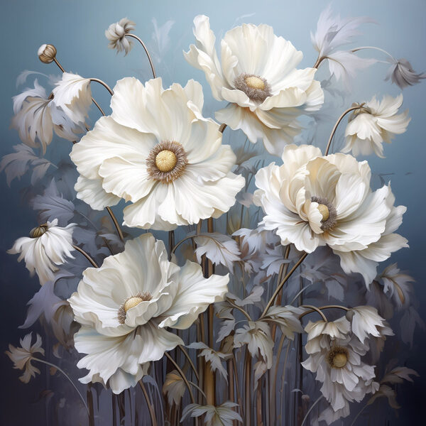 Malerei von weißen Blumen Malerei von weißen Blumen