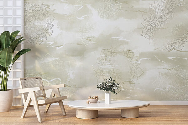 Serene mandala design in muted tones Serene mandala design in muted tones