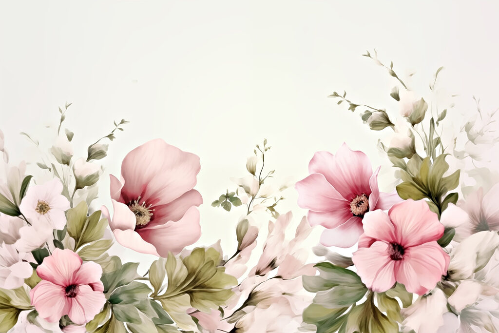 Malerei von Blumen und Blättern Malerei von Blumen und Blättern