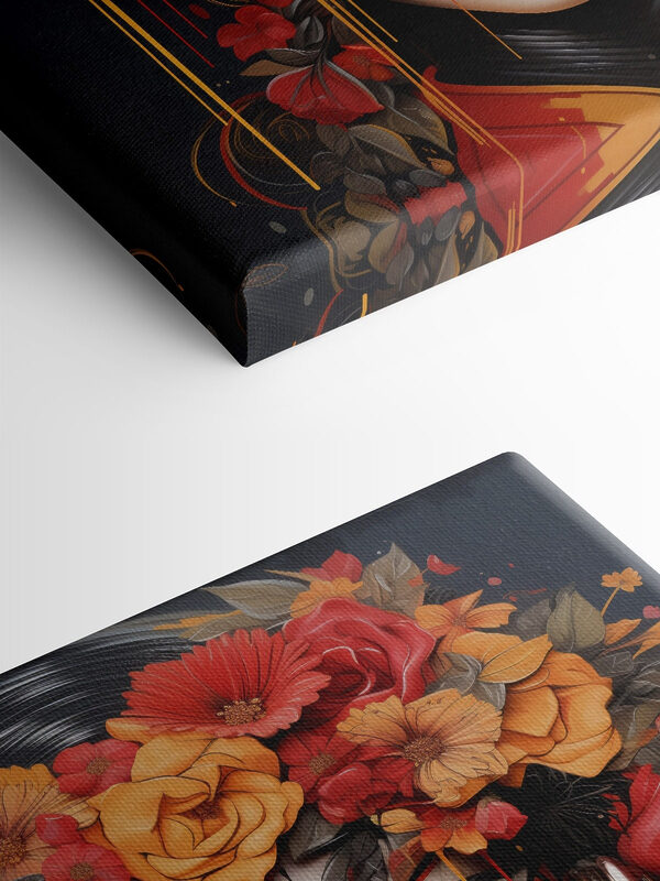 Woman with flowers in her hair and glasses