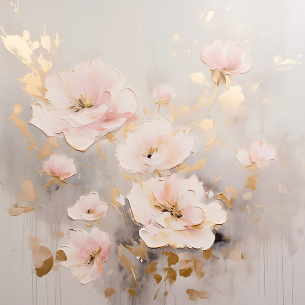 Malerei von Blumen auf einer weißen Fläche Malerei von Blumen auf einer weißen Fläche