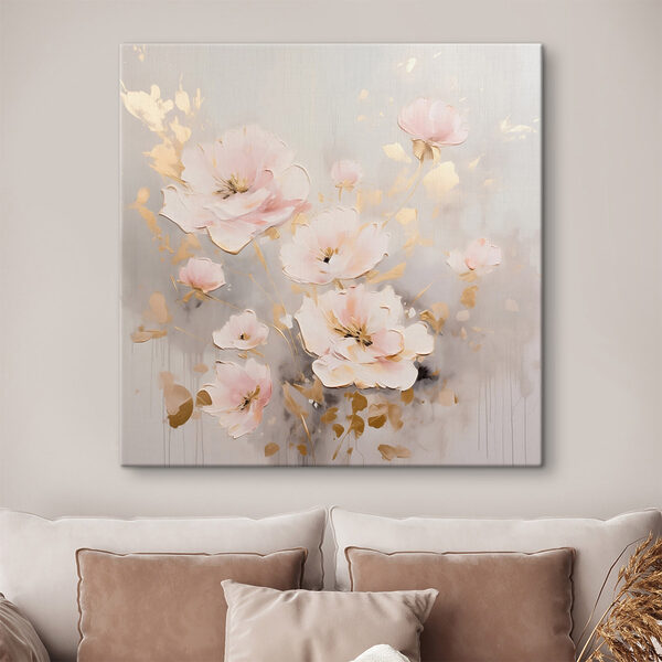 Malerei von Blumen auf einer weißen Fläche Malerei von Blumen auf einer weißen Fläche
