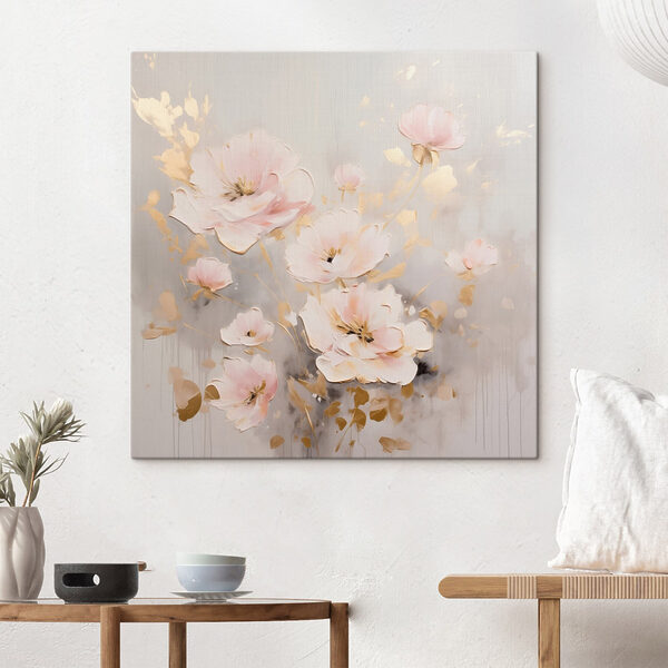 Malerei von Blumen auf einer weißen Fläche Malerei von Blumen auf einer weißen Fläche