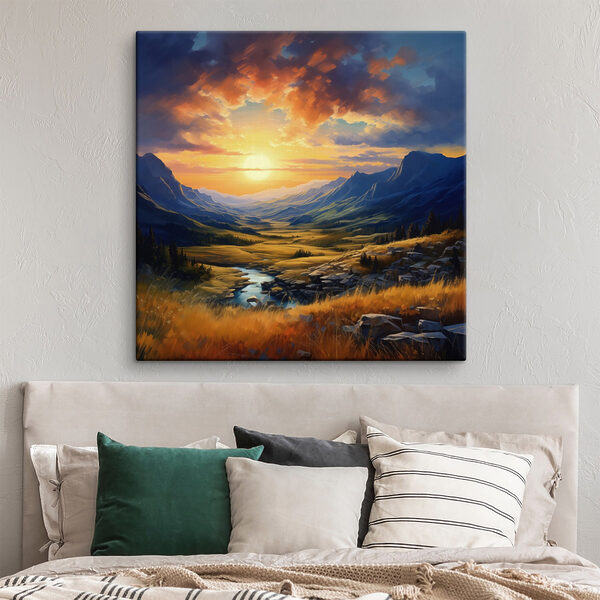 Landschaft mit einem Fluss und Bergen Landschaft mit einem Fluss und Bergen