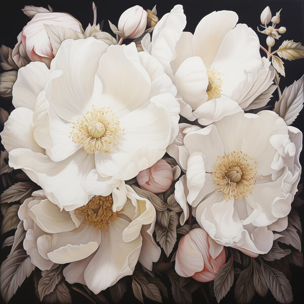 Malerei von weißen Blumen Malerei von weißen Blumen