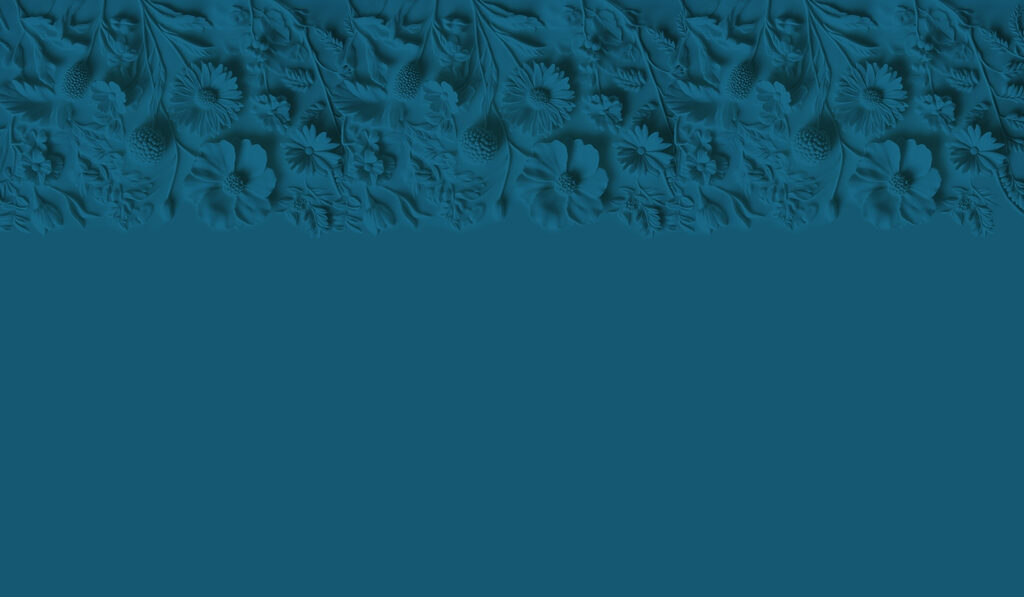 Blauer Hintergrund mit Blumen und Blättern Blauer Hintergrund mit Blumen und Blättern