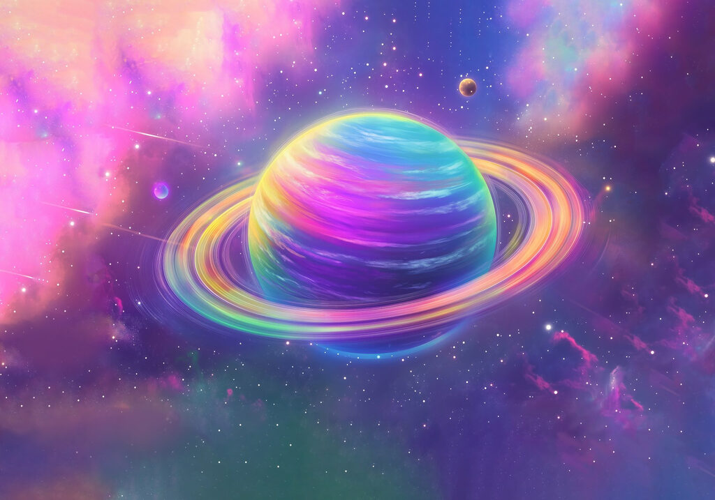 Bunter Planet im Weltraum Bunter Planet im Weltraum