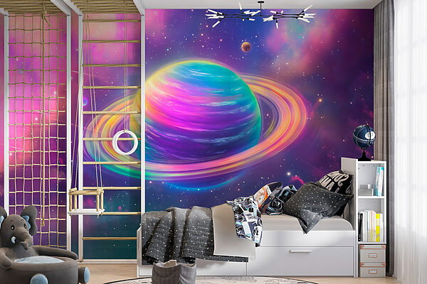 Bunter Planet im Weltraum Bunter Planet im Weltraum