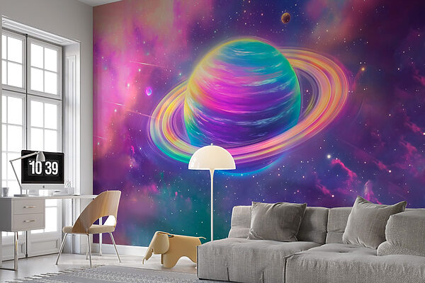 Bunter Planet im Weltraum Bunter Planet im Weltraum