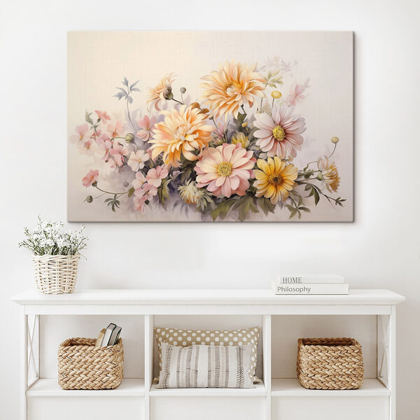 Gemälde von Blumen auf weißem Hintergrund Gemälde von Blumen auf weißem Hintergrund