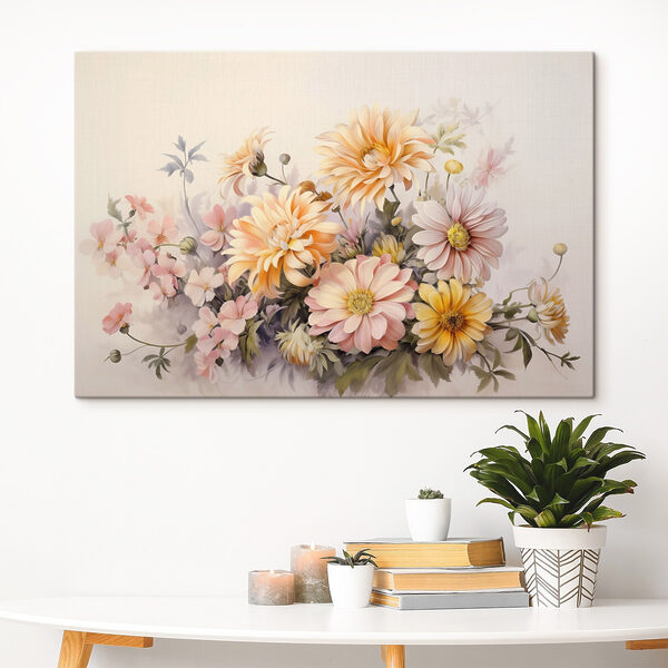 Gemälde von Blumen auf weißem Hintergrund Gemälde von Blumen auf weißem Hintergrund