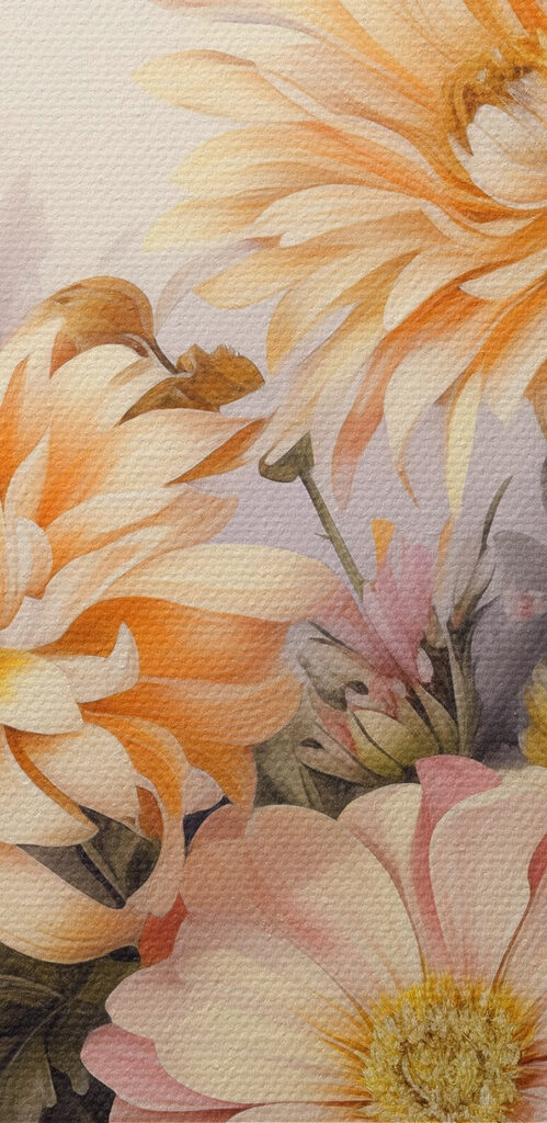 Painting of flowers on a white background