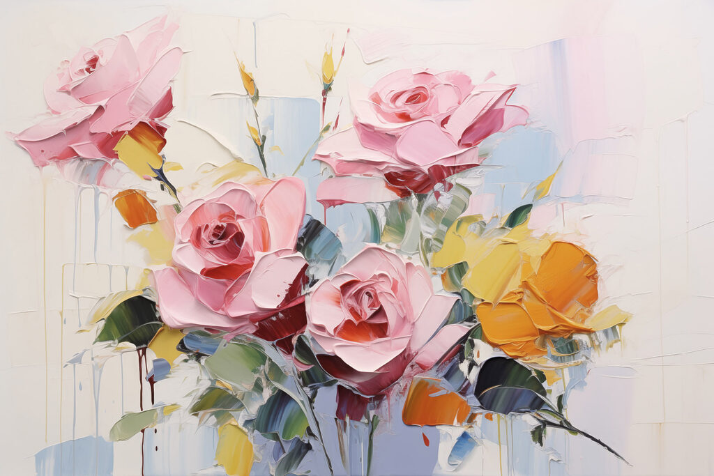 Painting of flowers on a white background