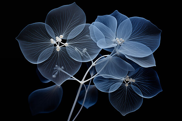 Translucent flowers on a dark background