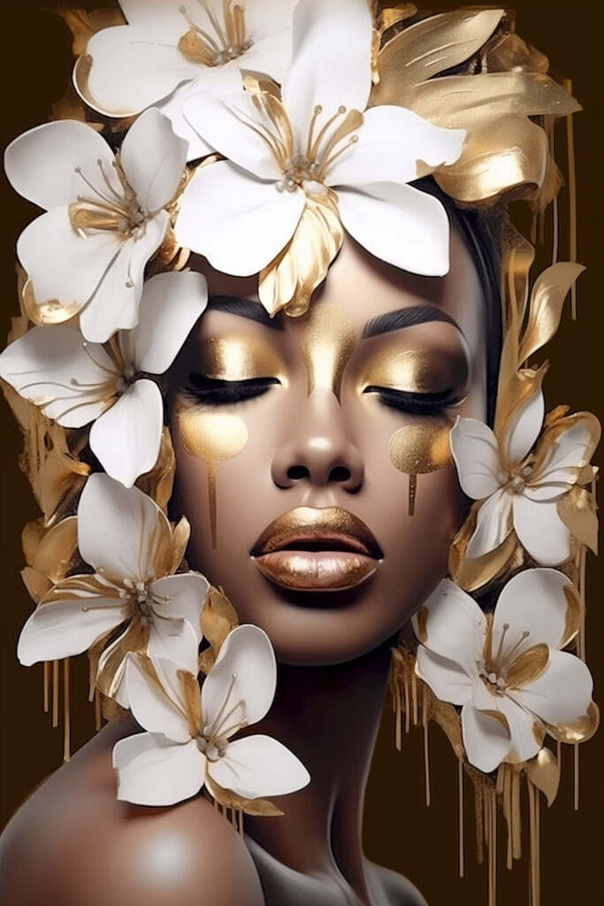 Ethereal beauty adorned with blossoms Ethereal beauty adorned with blossoms