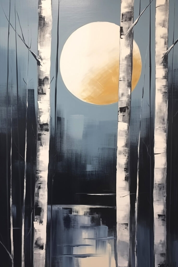 Painting of a moon in the sky