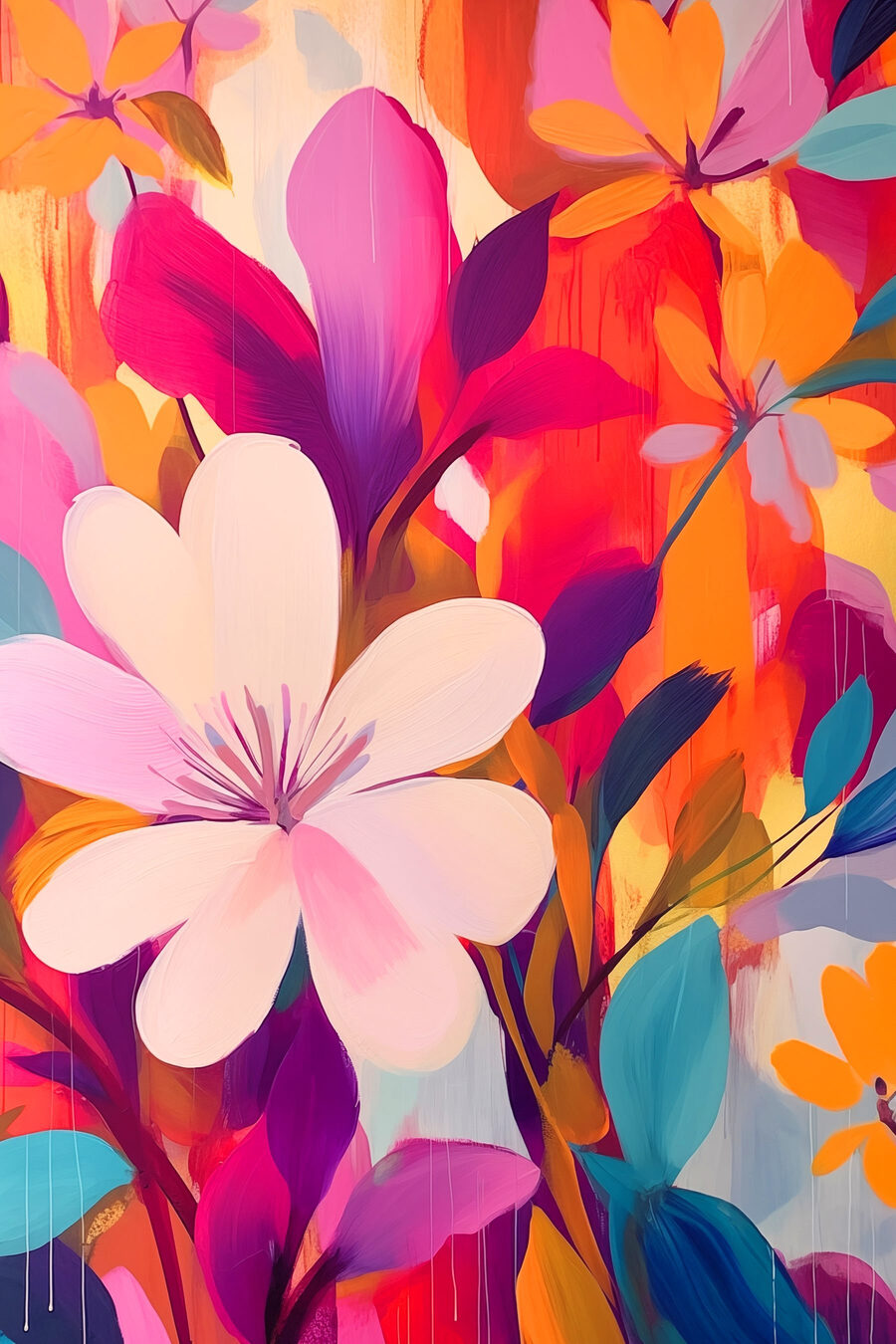 Malerei von Blumen und Blättern