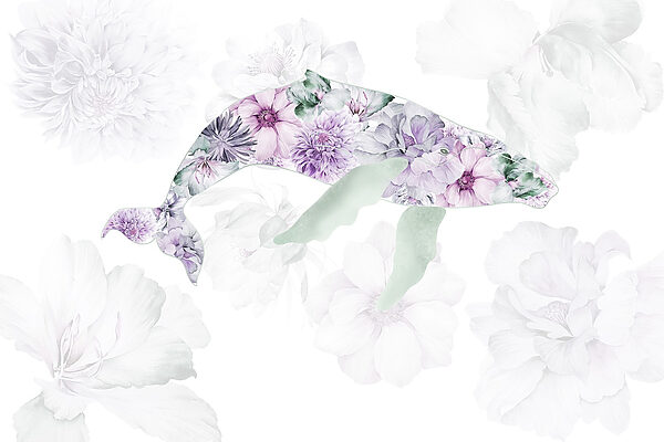 Delfin mit Blumen darauf Delfin mit Blumen darauf