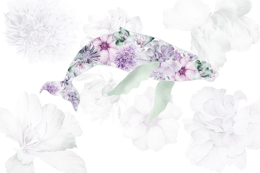 Delfin mit Blumen darauf Delfin mit Blumen darauf