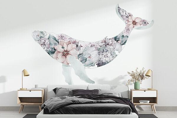 Whale with flowers on it
