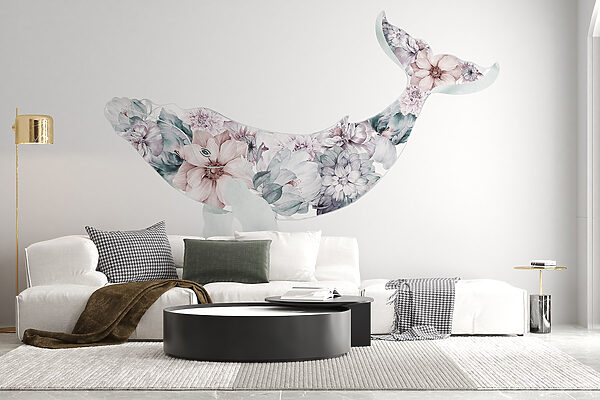 Whale with flowers on it