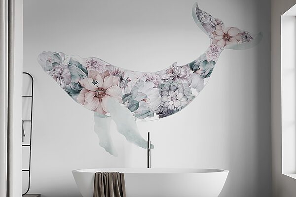 Whale with flowers on it