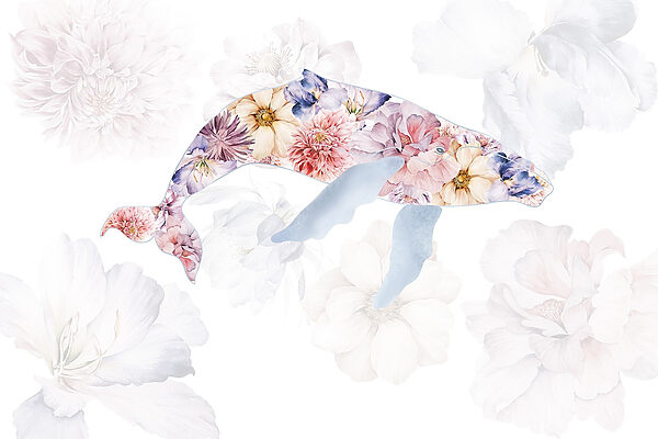 Delfin mit Blumen darauf Delfin mit Blumen darauf