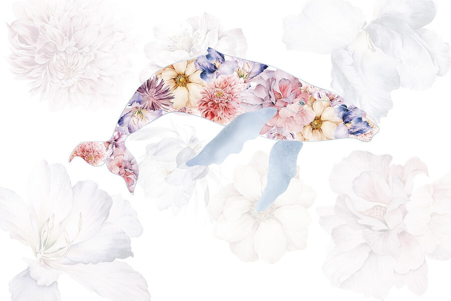 Delfin mit Blumen darauf Delfin mit Blumen darauf