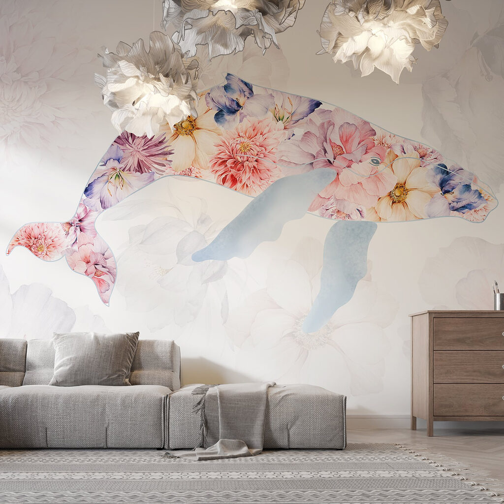 Dolphin with flowers on it