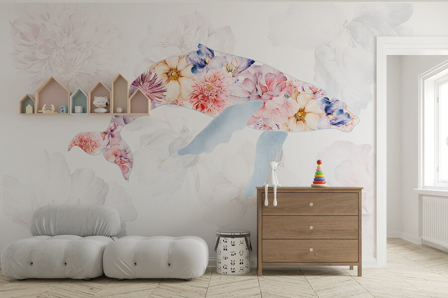 Delfin mit Blumen darauf Delfin mit Blumen darauf