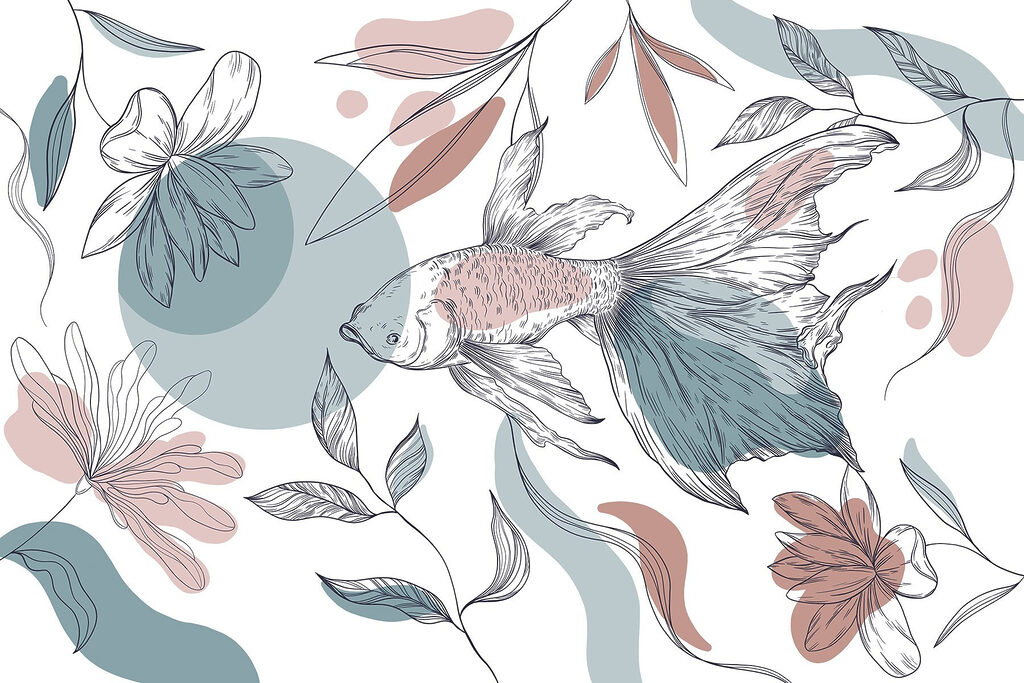 Fish and plants with circles and dots Fish and plants with circles and dots