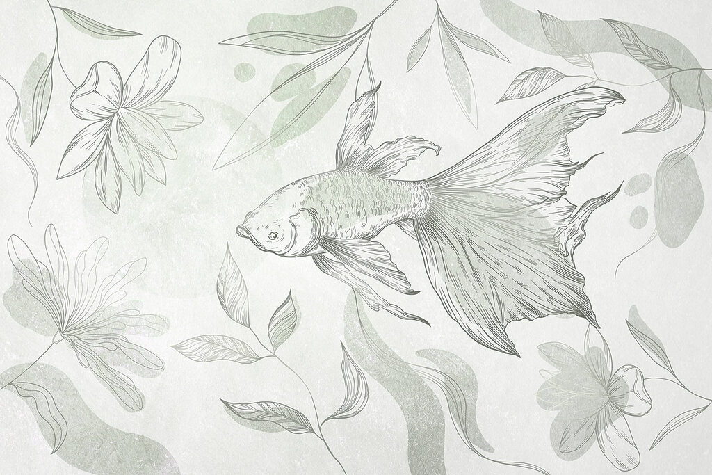 Fische und Pflanzen an einer Wand Fische und Pflanzen an einer Wand