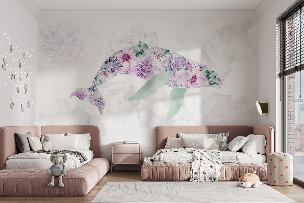 Dolphin with flowers on it