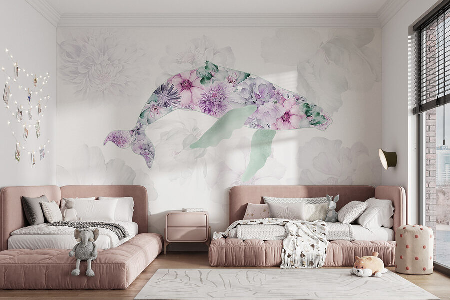 Delfin mit Blumen darauf Delfin mit Blumen darauf