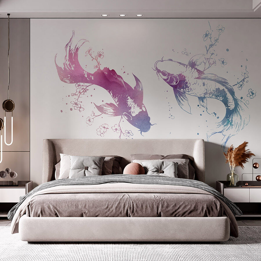 Zwei Fische mit Aquarellspritzern Zwei Fische mit Aquarellspritzern