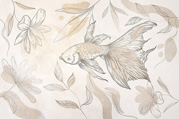 Eleganter Fisch inmitten floraler Motive Eleganter Fisch inmitten floraler Motive