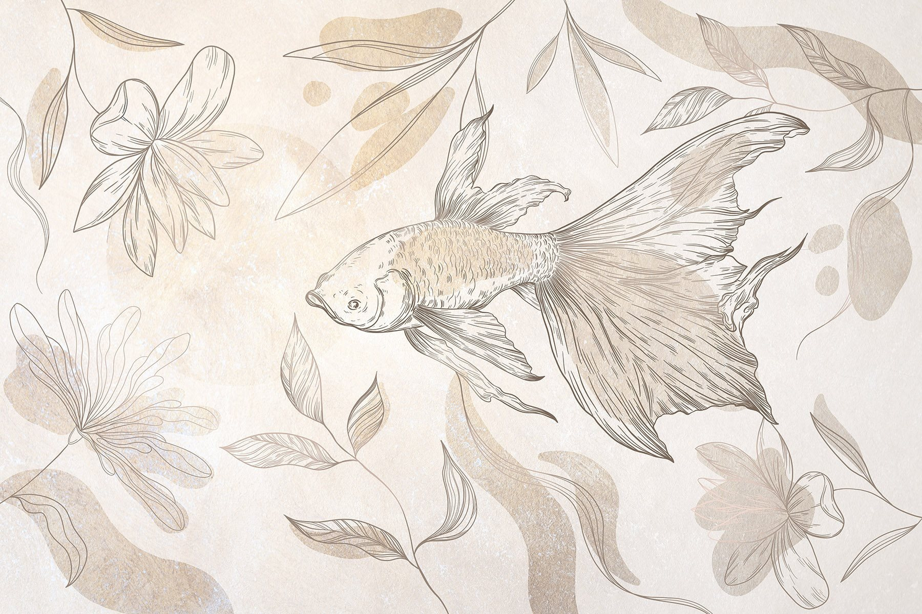 Elegant fish among floral designs