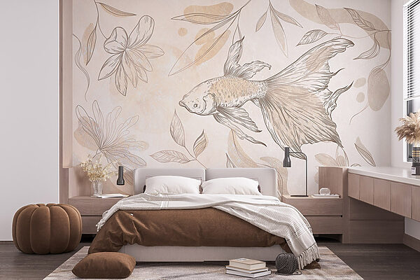 Eleganter Fisch inmitten floraler Motive Eleganter Fisch inmitten floraler Motive