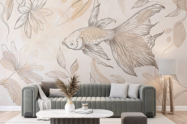 Eleganter Fisch inmitten floraler Motive Eleganter Fisch inmitten floraler Motive