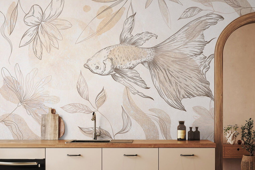 Elegant fish among floral designs