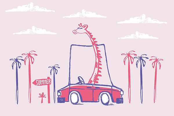 Giraffe in einem Auto Giraffe in einem Auto