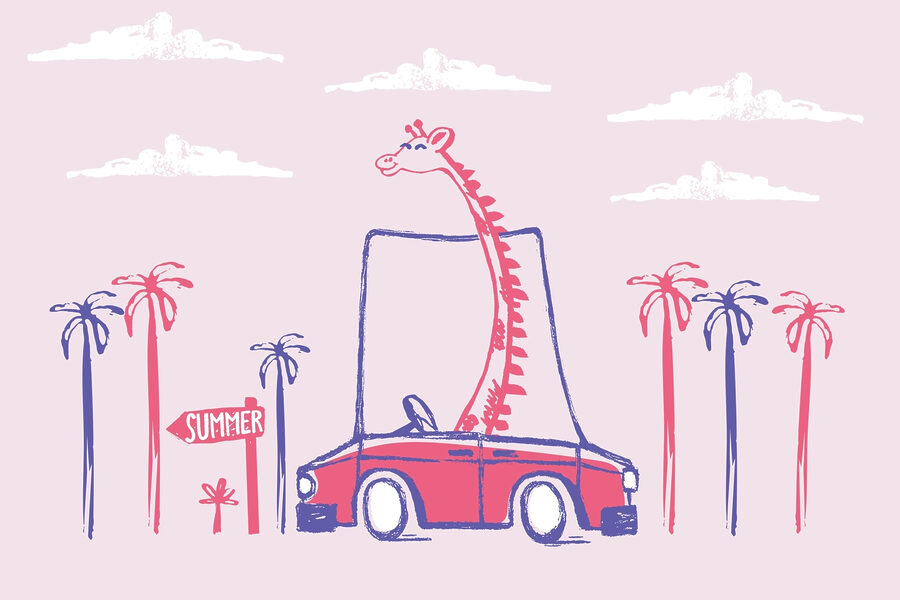 Giraffe in einem Auto Giraffe in einem Auto
