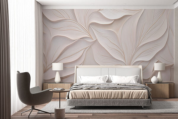 Weiße Wand mit weißen Blättern Weiße Wand mit weißen Blättern