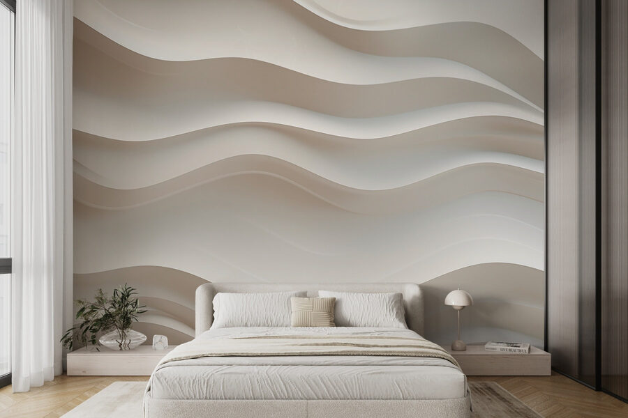 Weiße Wand mit gewellten Linien Weiße Wand mit gewellten Linien