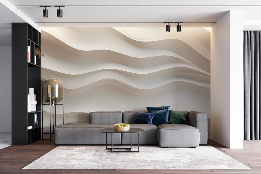 Weiße Wand mit gewellten Linien Weiße Wand mit gewellten Linien